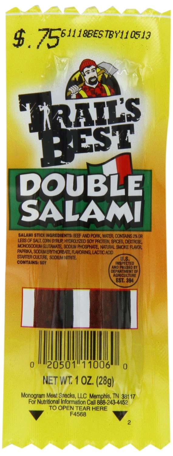 Trail's Best Double Salami Sticks, 1 oz Each, 100 Packs Total