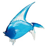 Badash Crystal J568 Light Blue Art Glass Tropical Fish 15.5