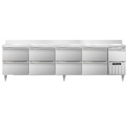 Continental DLRA118-SS-BS-D Designer Line Refrigerated Work Top with Backsplash and Eight Drawers 118