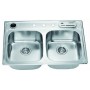 Dawn AST3322 Stainless Steel Top Mount Equal Bowl Double Sink
