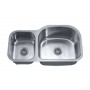 Dawn ASU107L Double Bowl Undermount Curved Sink with Left Small Bowl