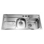 Dawn CH366 Stainless Steel Top Mount Double Bowl Sink with Drain Board