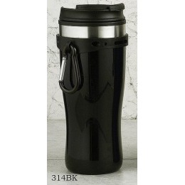 European Gift 314BK Black Tumbler with Hang Clip and Screw Lid 16 oz