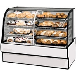 Federal CGR5042DZ Curved Glass Vertical Dual Zone Bakery Case Refrigerated Left Non-Refrigerated Right 50