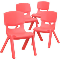 Flash Furniture 4-YU-YCX4-003-RED-GG Whitney Red Plastic Stackable School Chair with 10.5