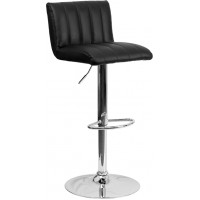 Flash Furniture CH-112010-BK-GG Contemporary Black Vinyl Adjustable Height Barstool with Chrome Base