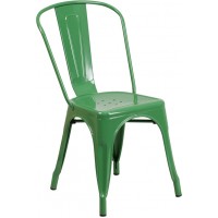 Flash Furniture CH-31230-GN-GG Green Metal Indoor-Outdoor Stackable Chair