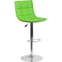 Flash Furniture CH-92026-1-GRN-GG Contemporary Green Quilted Vinyl Adjustable Height Barstool with Chrome Base
