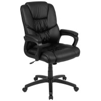 Flash Furniture CX-1179H-BK-GG Fundamentals Big & Tall 400 lb. Rated Black LeatherSoft Swivel Office Chair with Padded Arms