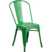 Flash Furniture ET-3534-GN-GG Distressed Green Metal Indoor-Outdoor Stackable Chair