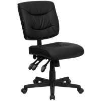 Flash Furniture GO-1574-BK-GG Mid-Back Black Leather Multifunction Swivel Task Chair