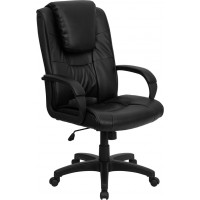 Flash Furniture GO-5301BSPEC-CH-BK-LEA-GG High Back Black Leather Executive Swivel Chair with Arms