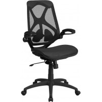 Flash Furniture HL-0013T-GG High Back Transparent Black Mesh Executive Swivel Chair with Adjustable Lumbar, 2-Paddle Control and Flip-Up Arms