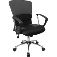 Flash Furniture LF-W23-GREY-GG Mid-Back Grey Mesh Swivel Task Chair with Arms