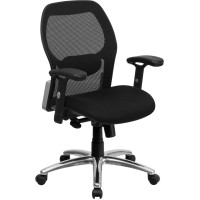 Flash Furniture LF-W42-GG Mid-Back Black Super Mesh Executive Swivel Chair with Knee Tilt Control and Adjustable Arms