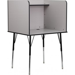 Flash Furniture MT-M6221-GREY-GG Study Carrel with Adjustable Legs and Top Shelf in Nebula Grey Finish