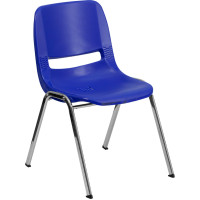 Flash Furniture RUT-14-NVY-CHR-GG Hercules Series 440 lb. Capacity Navy Ergonomic Shell Stack Chair with Chrome Frame and 14