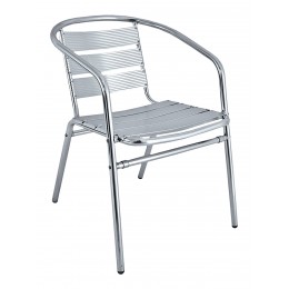 Florida Seating AL-02 Clearwater Collection Stackable Outdoor Arm Chair with Tubular Frame