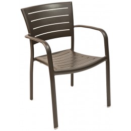 Florida Seating AL-5000-A-BRONZE Riviera Collection Stackable Bronze Aluminum Outdoor Arm Chair