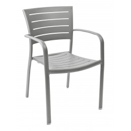 Florida Seating AL-5000-A-SILVER Riviera Collection Stackable Silver Aluminum Outdoor Arm Chair