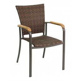Florida Seating AL-5605-SAFARI-BLACK Key Largo Collection Black Frame Stackable Outdoor Arm Chair