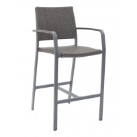 Florida Seating BAL-5725-A-GRAY-GRAY St. Augustine Collection Indoor/Outdoor Barstool with Arms - Gray Frame and Seat