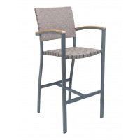 Florida Seating BAL-5800-A-ANTHRCITE-BROWN St Augustine Indoor/Outdoor Barstool with Arms and Mesh Belt Seat and Back