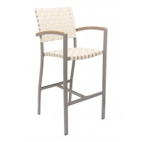 Florida Seating BAL-5800-A-TAUPE-KHAKI St Augustine Indoor/Outdoor Barstool with Arms and Mesh Belt Seat and Back