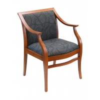 Florida Seating Paris Indoor Office Chair with Gray Pattern Fabric Seat and Back - Cherry Wood Finish