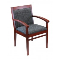 Florida Seating Tea Indoor Office Chair with Gray Pattern Fabric Seat and Back - Mahogany Wood Finish