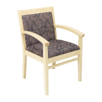 Florida Seating Tea Indoor Office Chair with Tobacco Pattern Fabric Seat and Back - Natural Wood Finish
