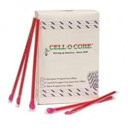 Gold Medal 1120RW Wrapped Spoon Straws Red 25 boxes of 400 per box