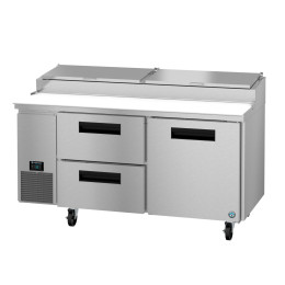 Hoshizaki PR67B Refrigerator, Two Section Pizza Prep Table, Stainless Doors