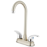 Kingston Brass KB6497LL Tulare Legacy Two-Handle Two-Hole Deck Mount Bar Faucet, Brushed Nickel/Polished Chrome