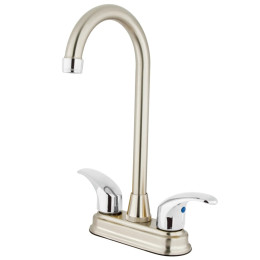 Kingston Brass KB6497LL Tulare Legacy Two-Handle Two-Hole Deck Mount Bar Faucet, Brushed Nickel/Polished Chrome