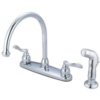 Kingston Brass KB8791NFLSP Double Handle 8in Centerset Kitchen Faucet