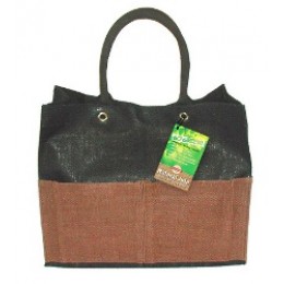 Fully laminated Jute Bags with pockets Black/Brown