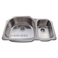 Polaris Offset Double Bowl Stainless Steel Sink 18 Gauge