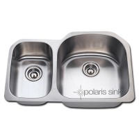 Polaris Offset Double Bowl Stainless Steel Sink 16 Gauge