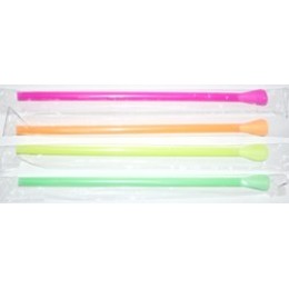 Neon Wrapped Spoon Straws Assorted Colors 25/200ct 