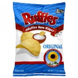 Frito Lay 11061 Ruffles Chips Ridged 1oz Each Bag, 104 Bags Total