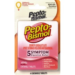 Pepto-Bismol Chewable Tablets, 4 Tablets per Pack, 144 Packs Total