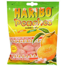 Haribo Gummies Peaches, 5 oz Each, 12 Boxes Total