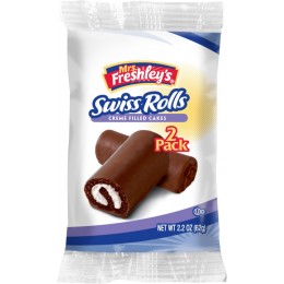 Mrs Freshley's Swiss Chocolate Roll 2 Count, 2.8 oz Each Pack, 54 Packs Total