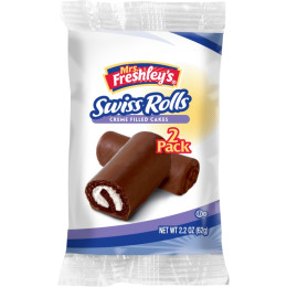 Mrs Freshley's Swiss Chocolate Roll 2 Count, 2.8 oz Each Pack, 54 Packs Total