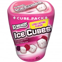 Ice Breakers Ice Cubes Raspberry Sorbet Gum, 3.24 oz Each, 48 Total Packs