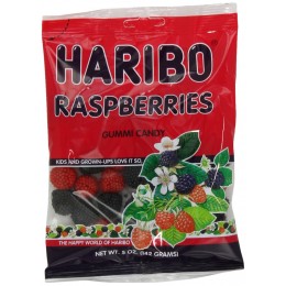 Haribo Gummies Raspberries, 5 oz Each, 12 Total