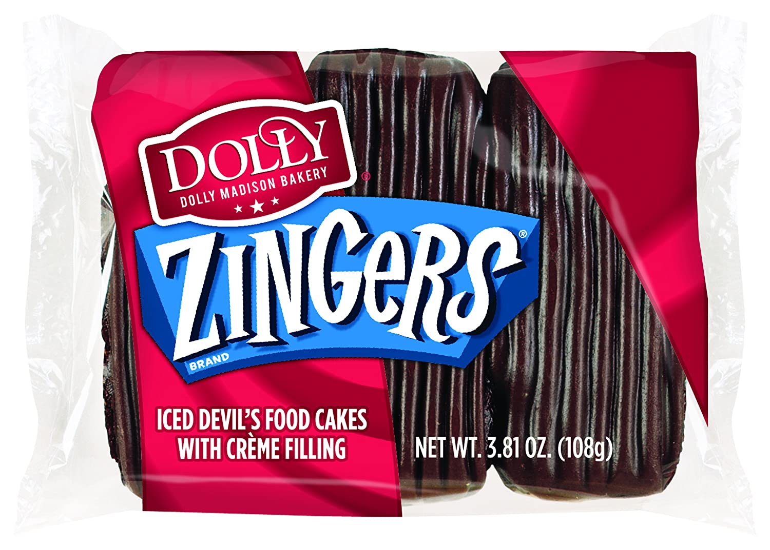 Dolly Maid 702768 Chocolate Zinger 3.81oz Each, 6 Boxes of 6 Packs, 36